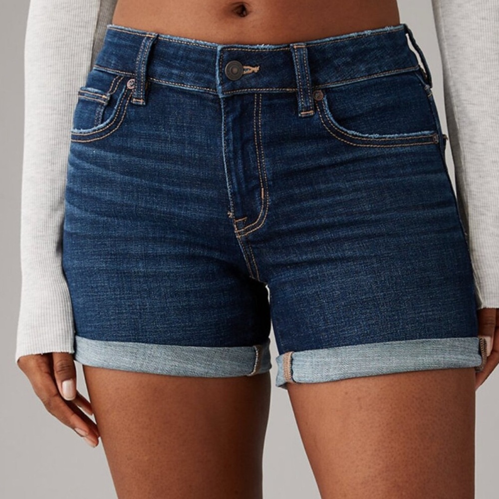 Abercrombie & Fitch Dark Wash Cuffed Denim Shorts 4 / 27